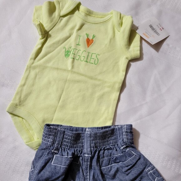 Gymboree 0-3 month Veggies Bodysuit & shorts set NWT. Mixed Bin Z31 - Picture 2 of 2